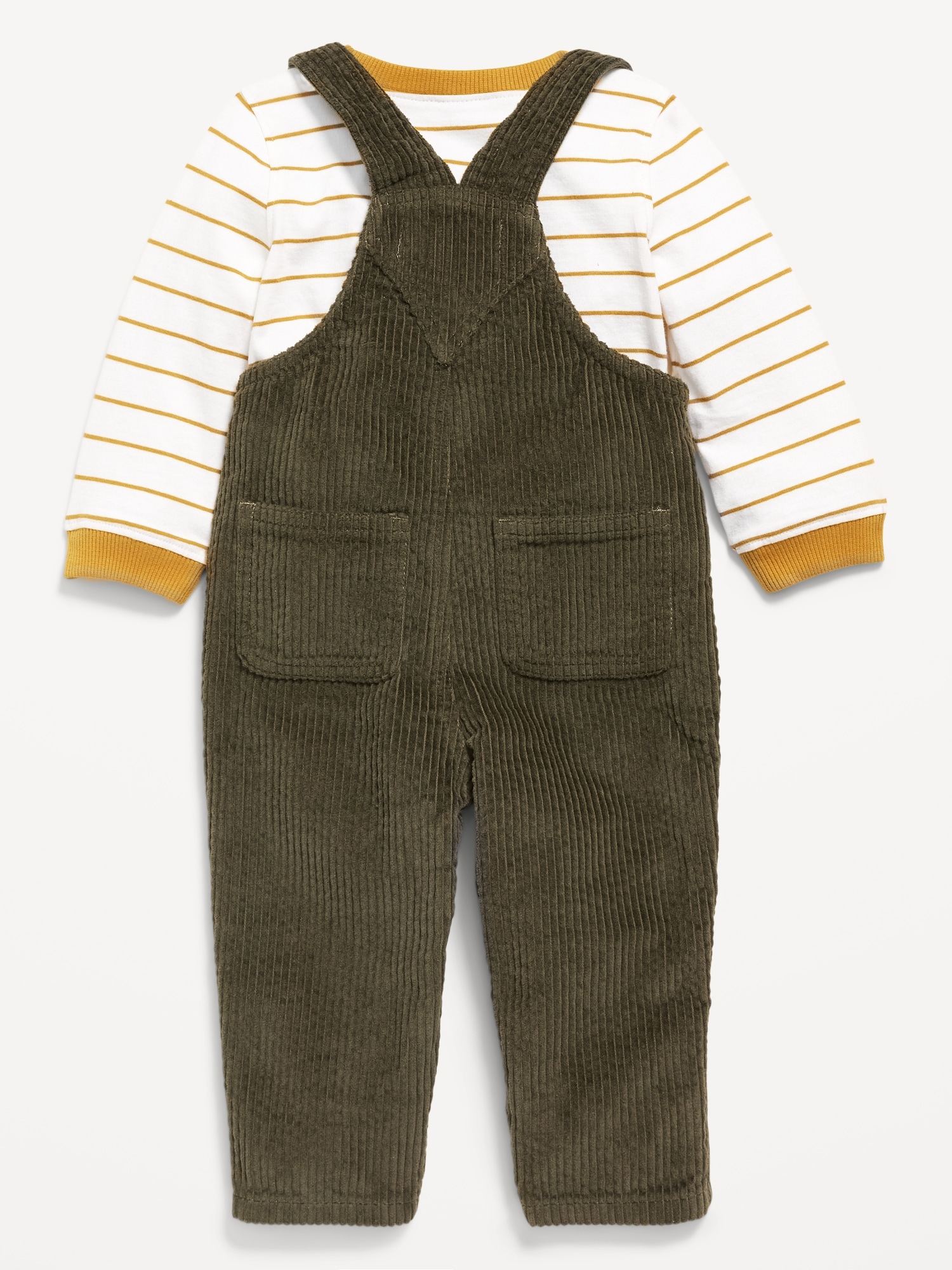 Long-Sleeve T-Shirt and Corduroy Overalls Set for Baby