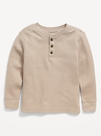 Voir une image plus grande du produit 3 de 3. T-shirt henley en tricot isotherme à manches longues pour Tout-petit garçon