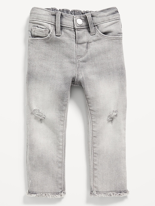 Voir une image plus grande du produit 1 de 2. Jegging Rockstar à ourlet effiloché à extensibilité 360° à taille haute pour toute-petite fille