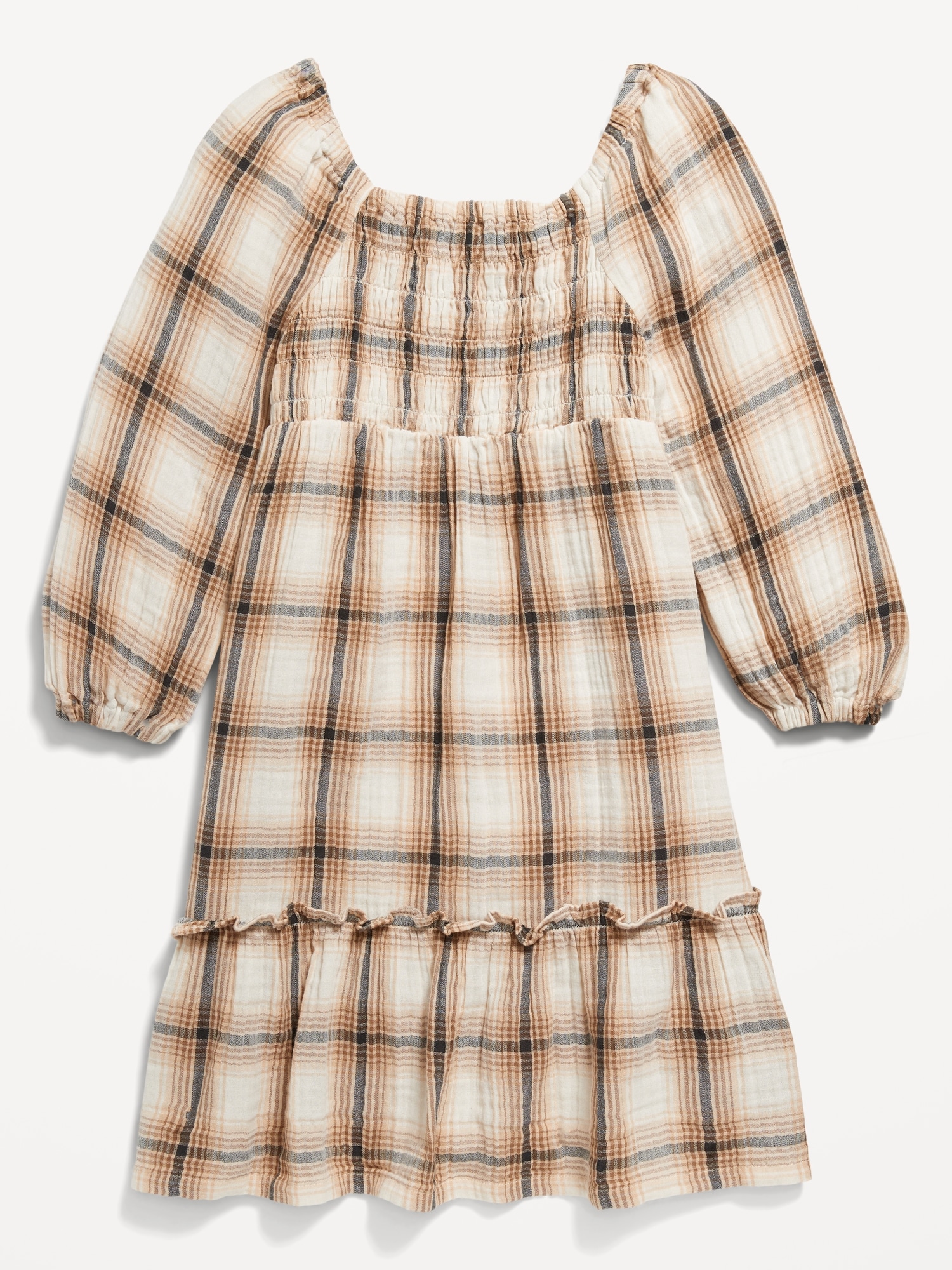 Long-Sleeve Double-Weave Fit and Flare Dress for Girls