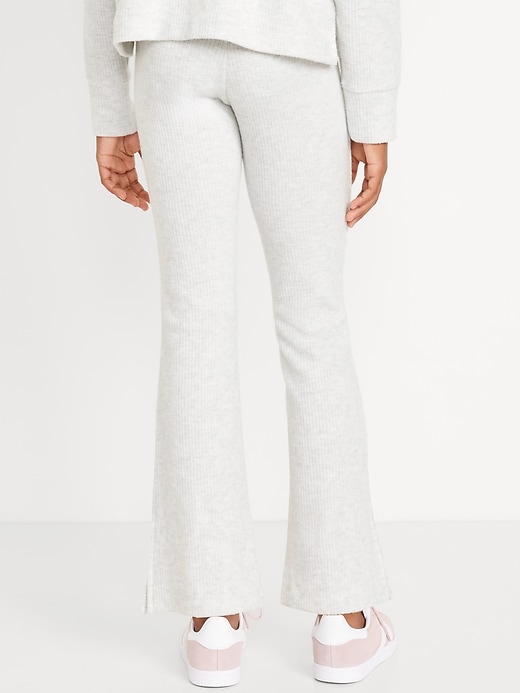 Voir une image plus grande du produit 2 de 5. Pantalon évasé à taille haute en tricot côtelé duveteux pour fille