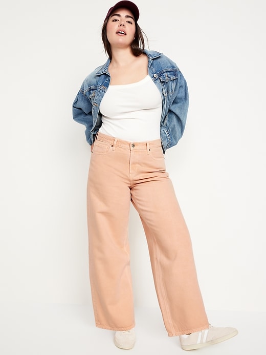 Image number 5 showing, Mid-Rise Baggy Wide-Leg Jeans