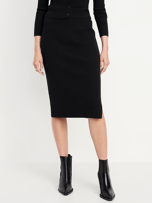 Image number 1 showing, High-Waisted SoSoft Ribbed Midi Skirt