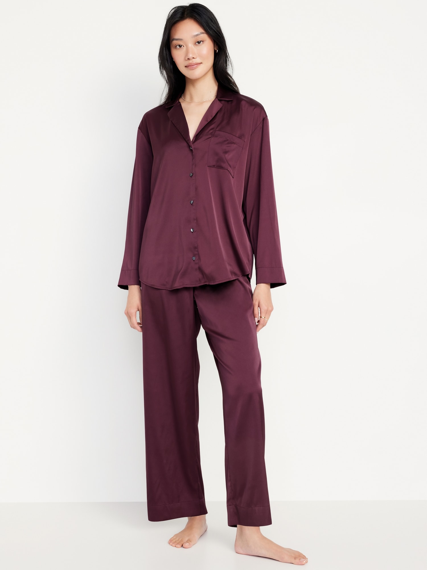 Ladies satin pajama sets sale