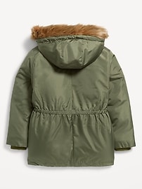 View large product image 3 of 3. Water-Resistant Sherpa-Lined Hooded Parka Coat for Girls