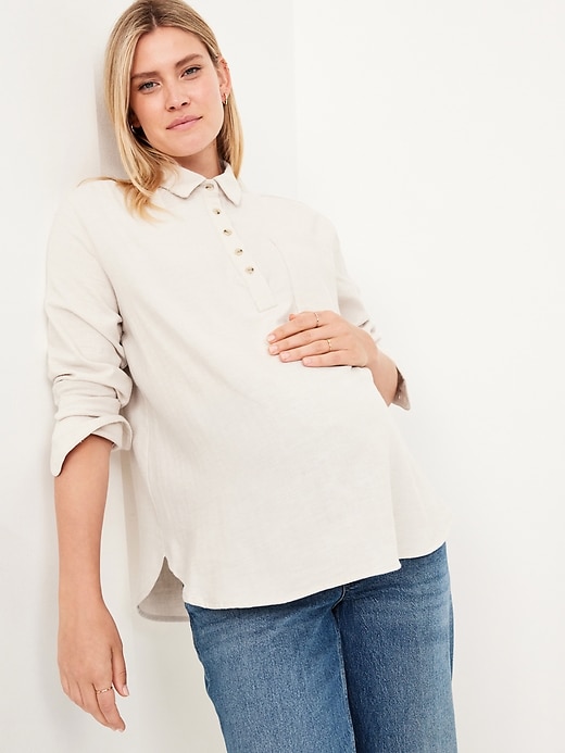 Image number 3 showing, Maternity Flannel Popover Shirt