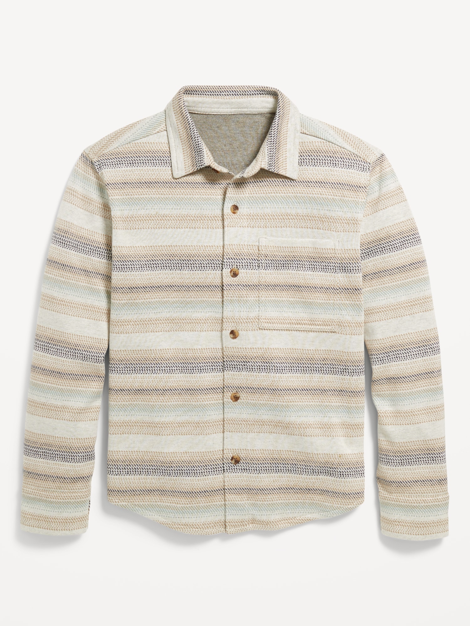 Long-Sleeve Jacquard Knit Pocket Shirt for Boys