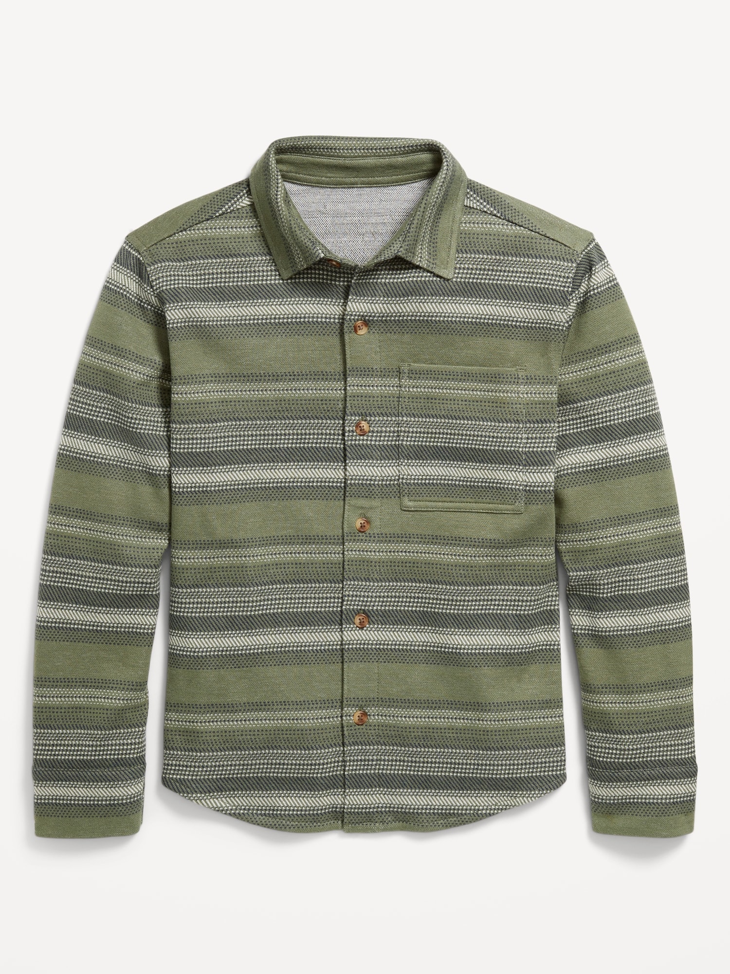 Long-Sleeve Jacquard Knit Pocket Shirt for Boys