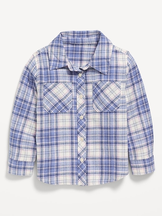 View large product image 2 of 2. Long-Sleeve Plaid Pocket Shirt for Toddler Girls