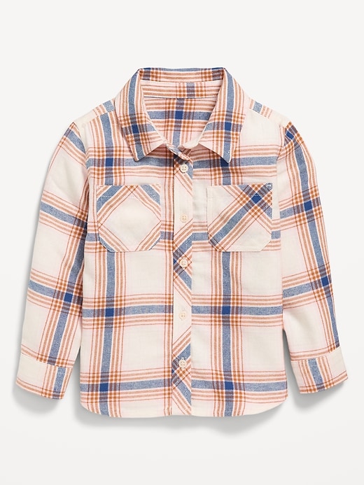 View large product image 2 of 2. Long-Sleeve Plaid Pocket Shirt for Toddler Girls