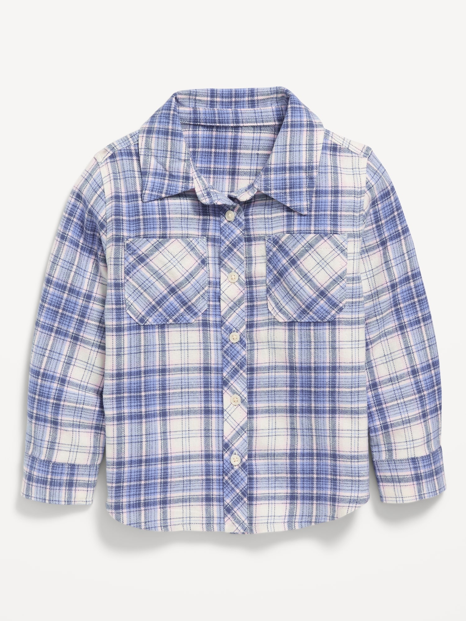 Long-Sleeve Plaid Pocket Shirt for Toddler Girls