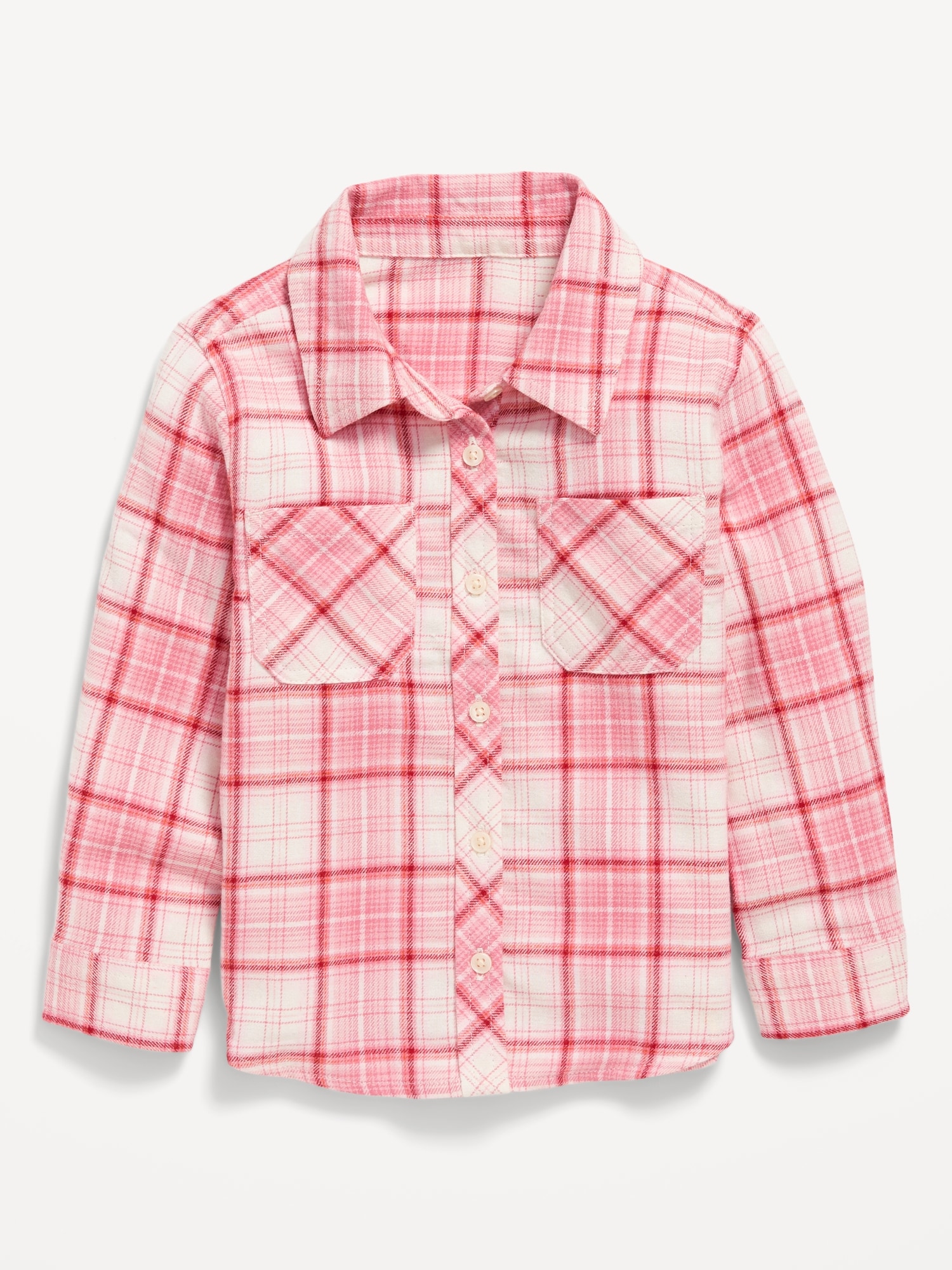 Long-Sleeve Plaid Pocket Shirt for Toddler Girls