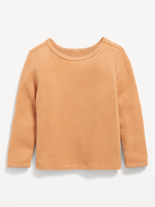 View large product image 1 of 2. Cozy Long-Sleeve Thermal-Knit T-Shirt for Toddler Girls