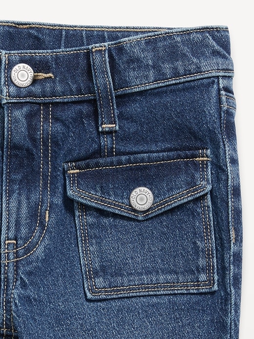 L'image numéro 5 présente Jean évasé à poches utilitaires à taille haute pour fille