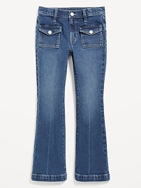 View large product image 4 of 5. High-Waisted Utility Pocket Flare Jeans for Girls