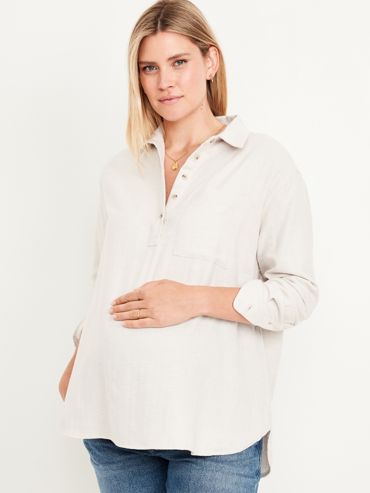 Maternity Flannel Popover Shirt