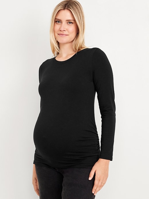 Image number 1 showing, Maternity Long-Sleeve Crew-Neck T-Shirt