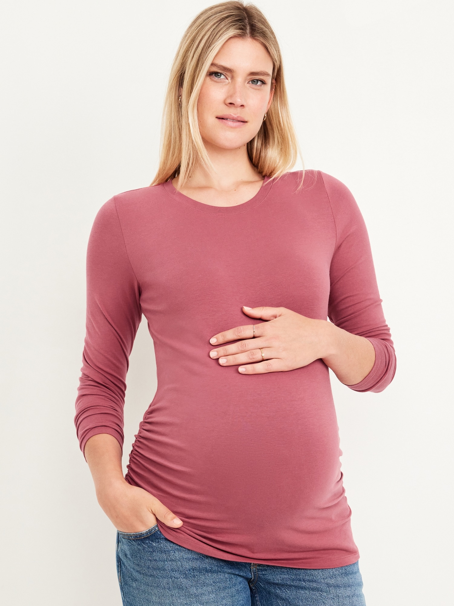 Maternity Long-Sleeve Crew-Neck T-Shirt