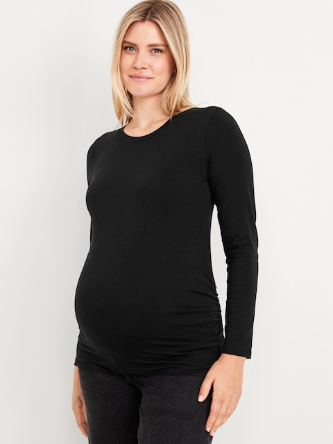 Maternity Long-Sleeve Crew-Neck T-Shirt