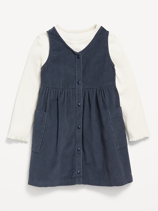 View large product image 1 of 2. Sleeveless Pocket Corduroy Dress and Top Set for Toddler Girls