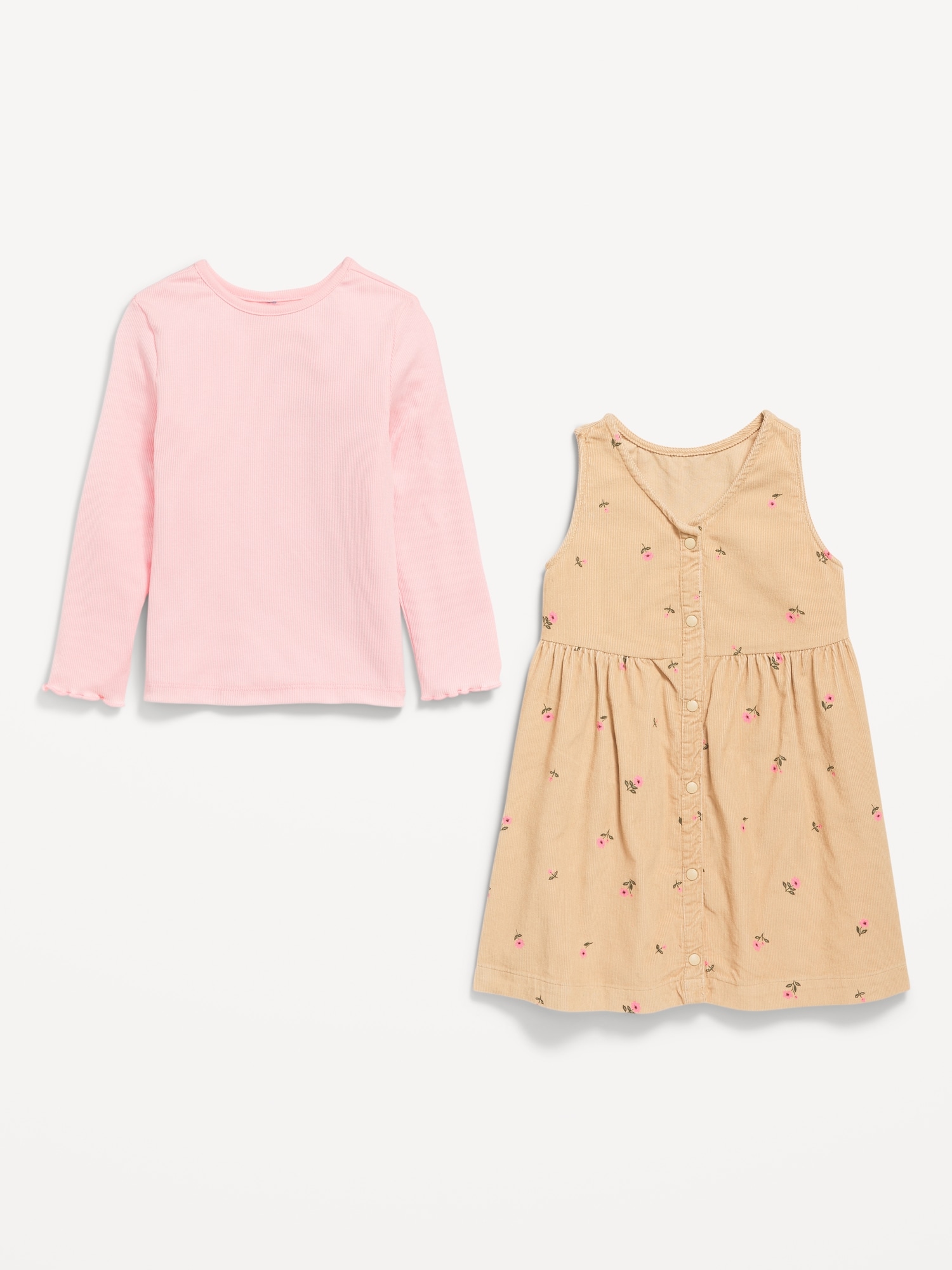 Sleeveless Corduroy Dress and Top Set for Toddler Girls