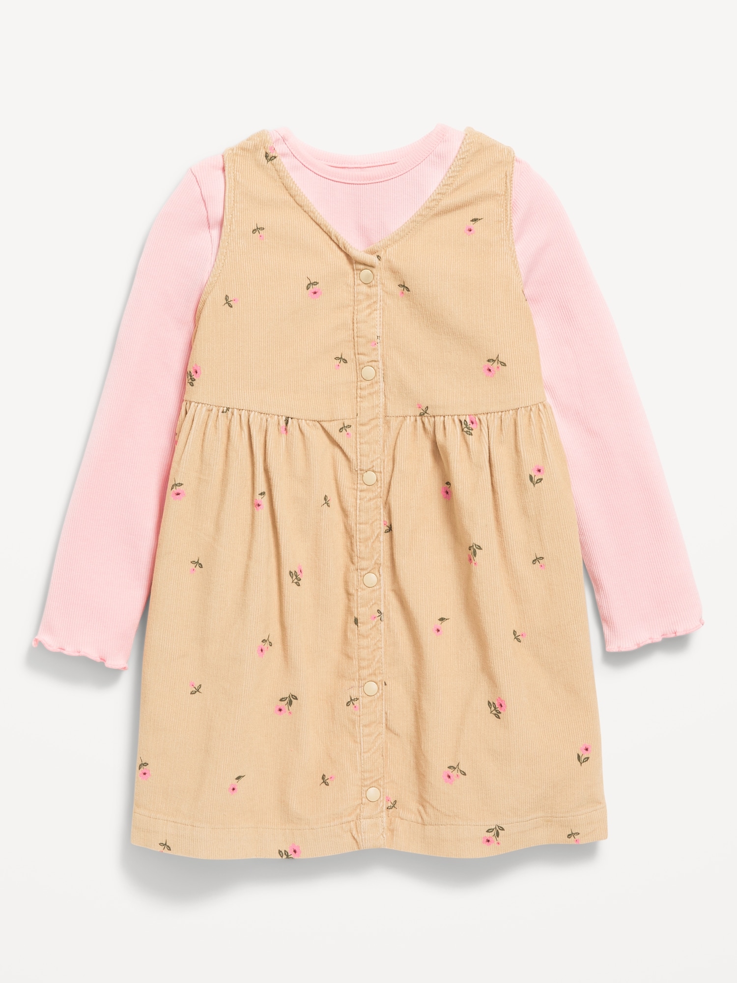 Sleeveless Corduroy Dress and Top Set for Toddler Girls