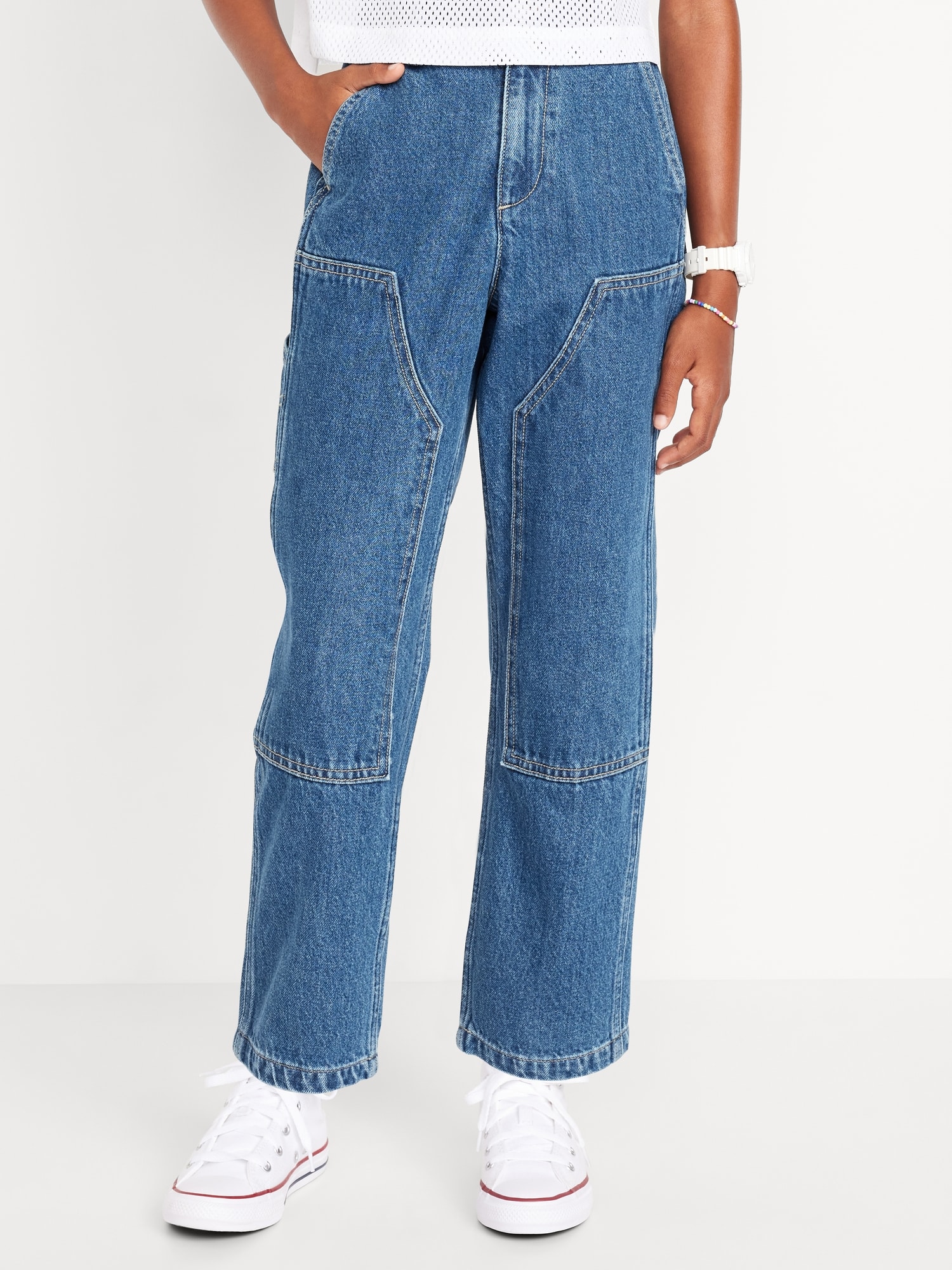 High-Waisted Carpenter Jeans for Girls
