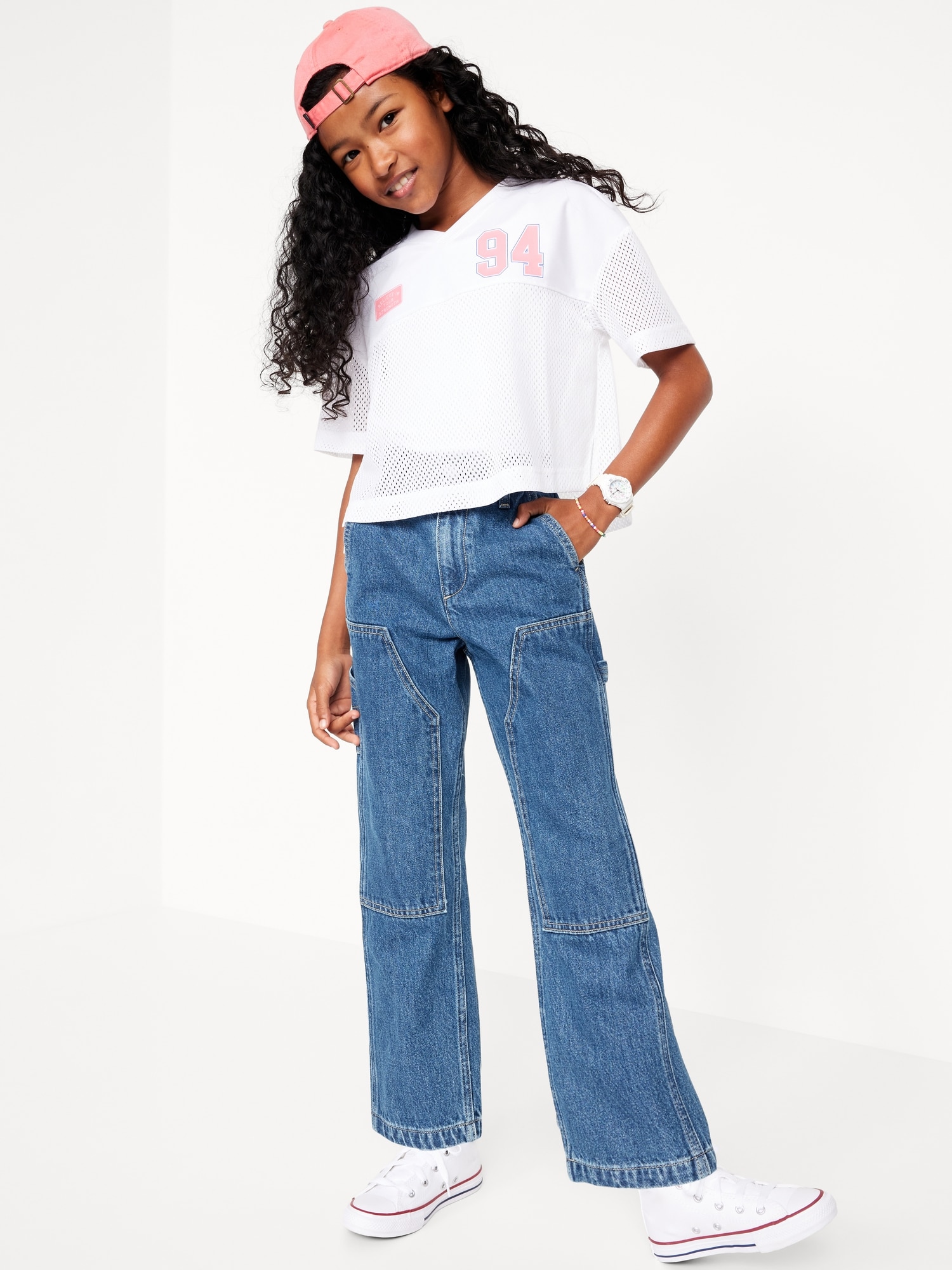 High-Waisted Carpenter Jeans for Girls