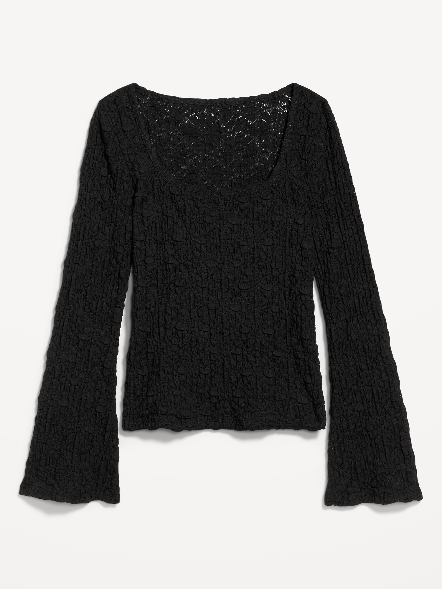 Textured Lace Scoop-Neck Top