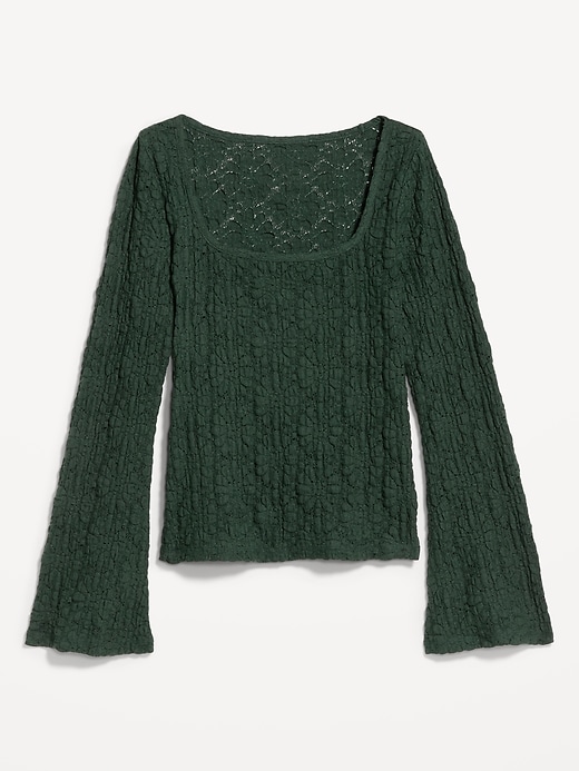 Image number 4 showing, Textured Lace Scoop-Neck Top