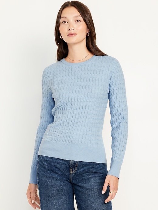 Image number 1 showing, SoSoft Crew-Neck Cable Sweater