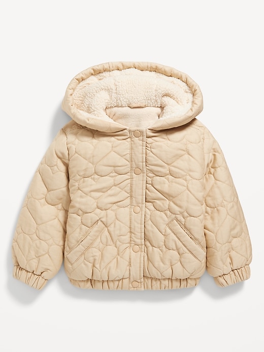 Voir une image plus grande du produit 1 de 2. Veste matelassée avec garniture en Sherpa pour toute-petite fille