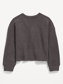 View large product image 3 of 3. Long-Sleeve Thermal-Knit Henley Top for Girls