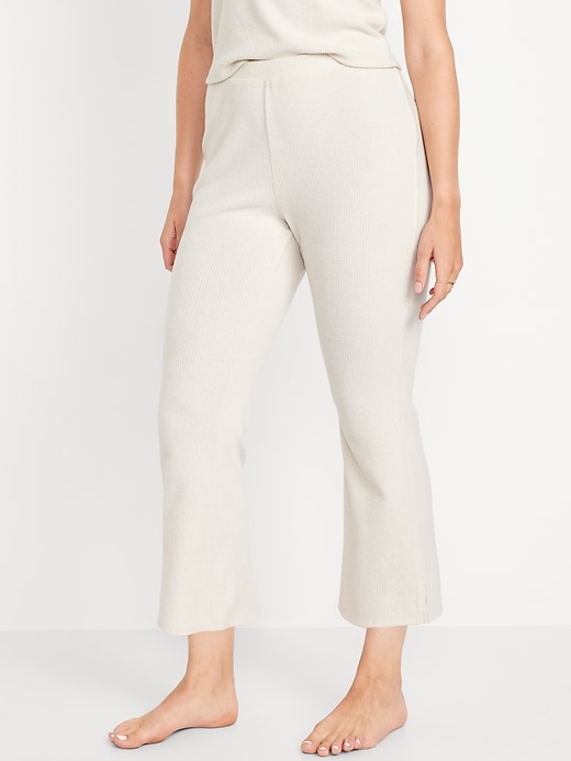 Image number 5 showing, High-Waisted Ribbed Crop Flare Lounge Pants