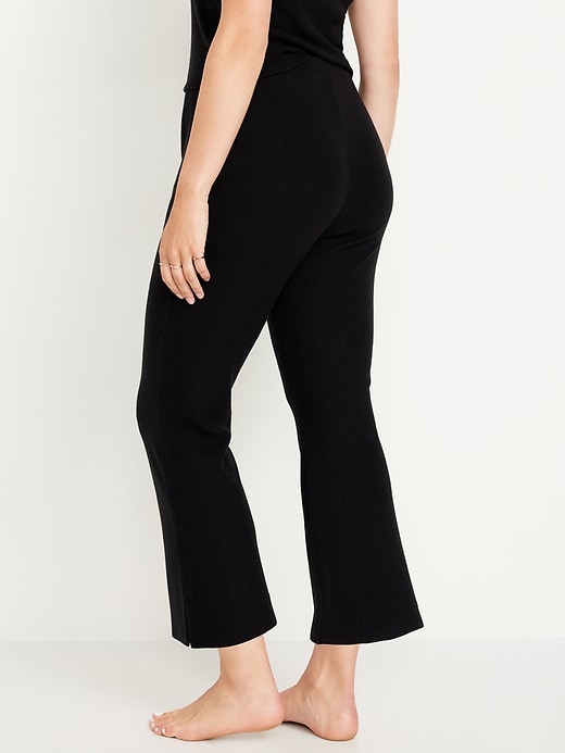 Image number 6 showing, High-Waisted Ribbed Crop Flare Lounge Pants