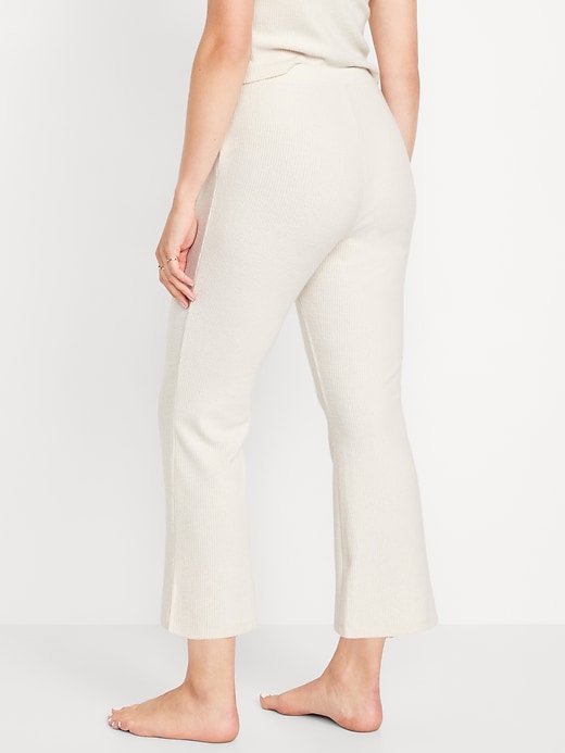 Image number 6 showing, High-Waisted Ribbed Crop Flare Lounge Pants