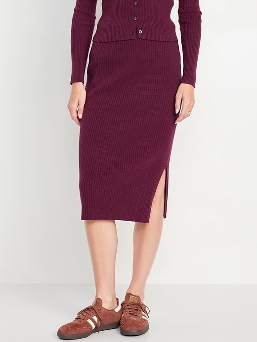 Image number 1 showing, High-Waisted SoSoft Ribbed Midi Skirt