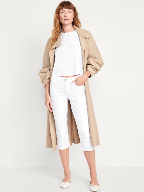 Mid-Rise Wow Capri Jeans - White