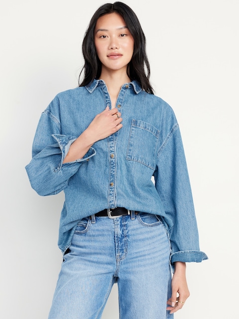 Boyfriend Button-Down Jean Tunic