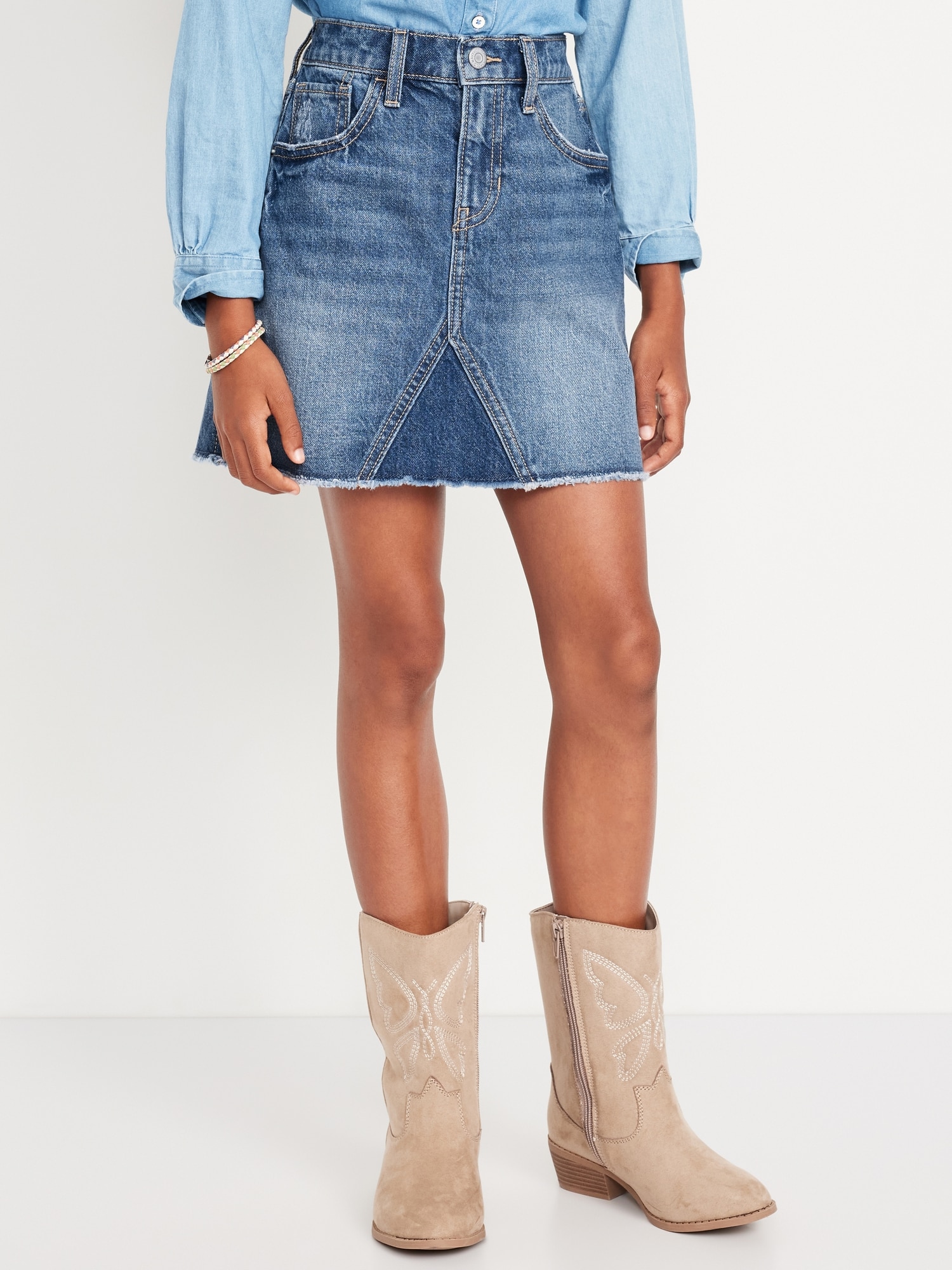 High-Waisted Jean Skirt for Girls