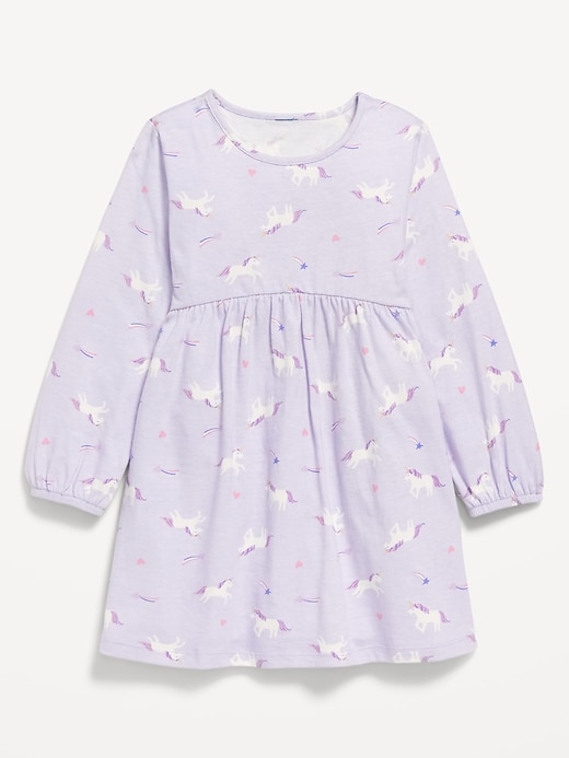 View large product image 1 of 2. Printed Jersey-Knit Long-Sleeve Dress for Toddler Girls