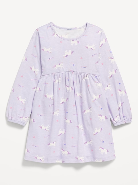 Printed Jersey-Knit Long-Sleeve Dress for Toddler Girls