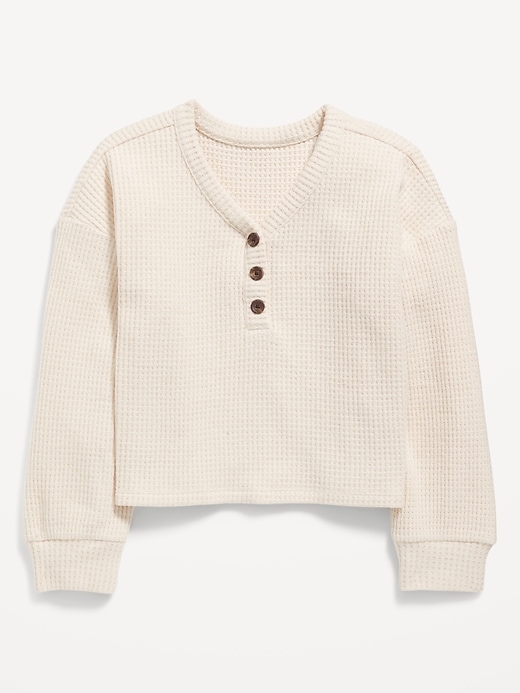 Voir une image plus grande du produit 2 de 3. Haut henley à manches longues en tricot isotherme pour fille