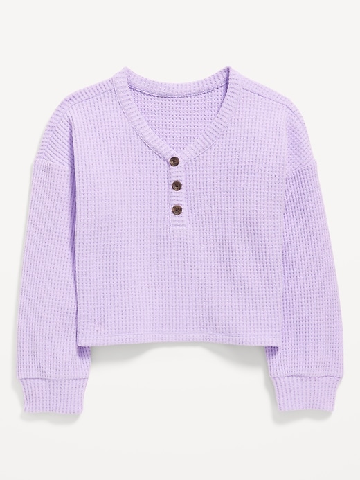 Voir une image plus grande du produit 2 de 3. Haut henley à manches longues en tricot isotherme pour fille