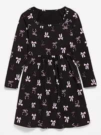 View large product image 3 of 3. Long-Sleeve Printed Fit and Flare Dress for Girls