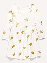 View large product image 3 of 4. Long-Sleeve Printed Fit and Flare Dress for Girls