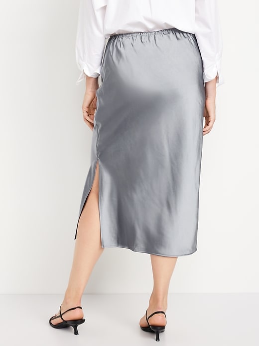 Image number 6 showing, High-Waisted Satin Midi Slip Skirt