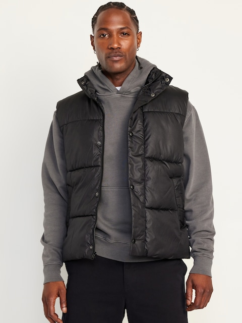 Water-Resistant Puffer Vest - Black