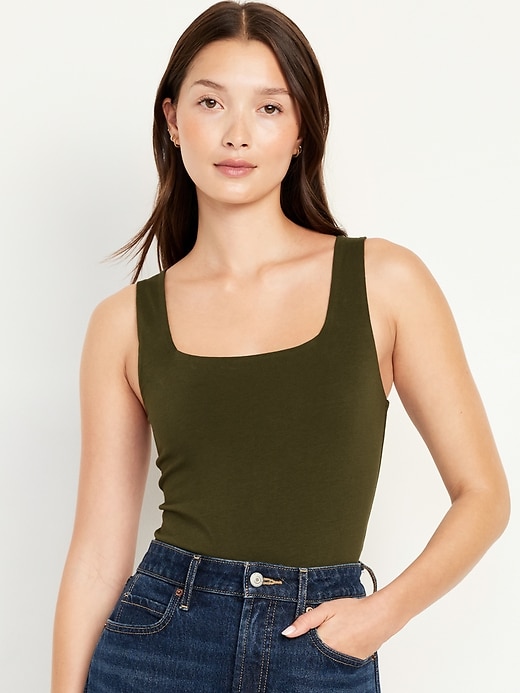 Image number 1 showing, Square-Neck Tank Top Bodysuit