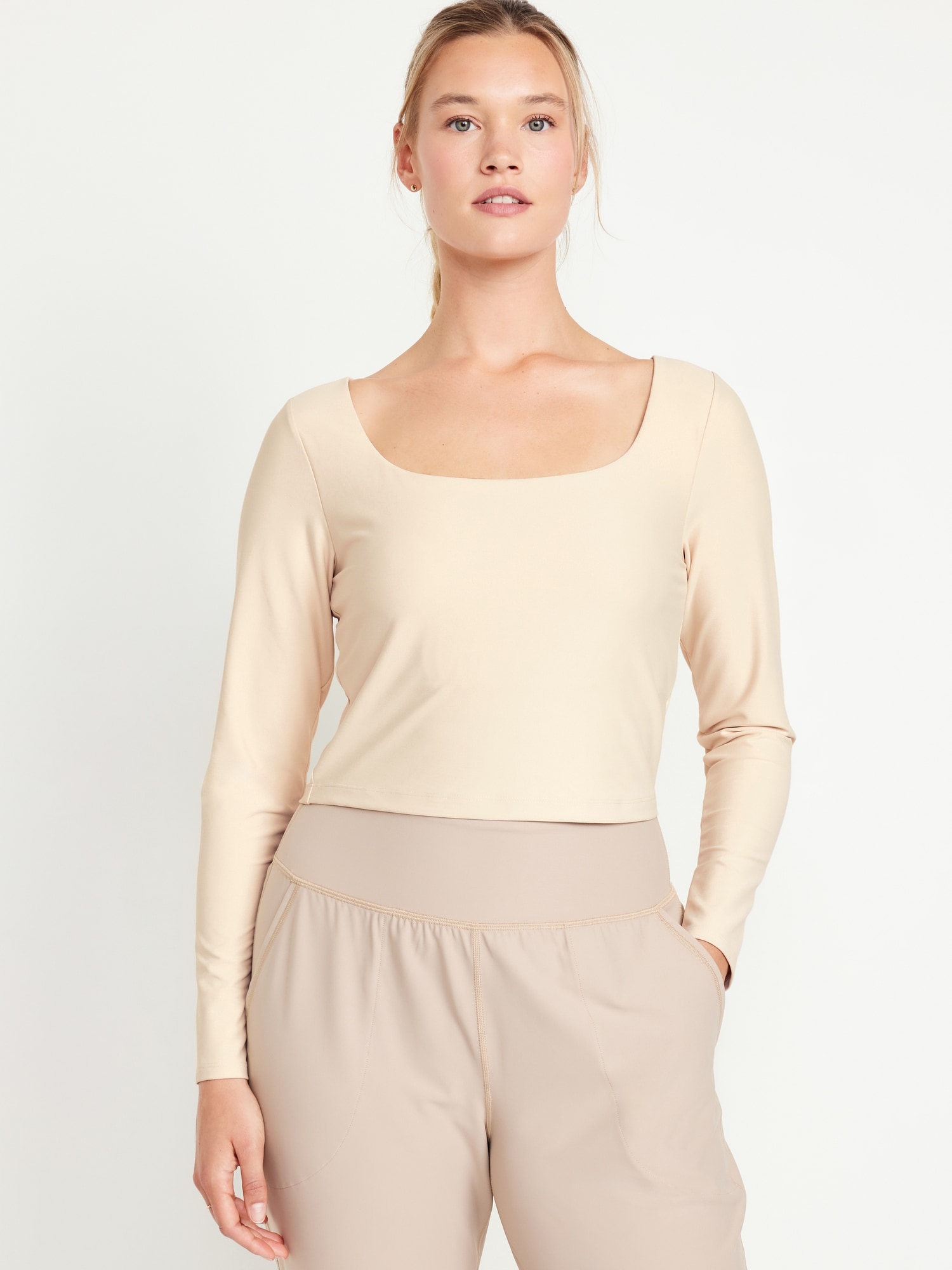 PowerSoft Long-Sleeve Crop Support Top